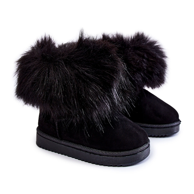 Schwarze Ariana Kinder-Schneestiefel mit Fell
