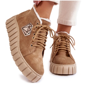 Lewski Shoes Wildleder Sportschuhe Gebunden Lewski Schuhe 3252 / N Beige