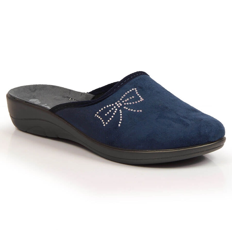 Bequeme marineblaue Inblu-Velours-Hausschuhe für Damen