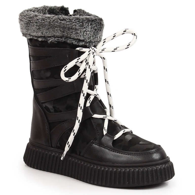 Schwarze Potocki Mädchenschuhe mit Fell