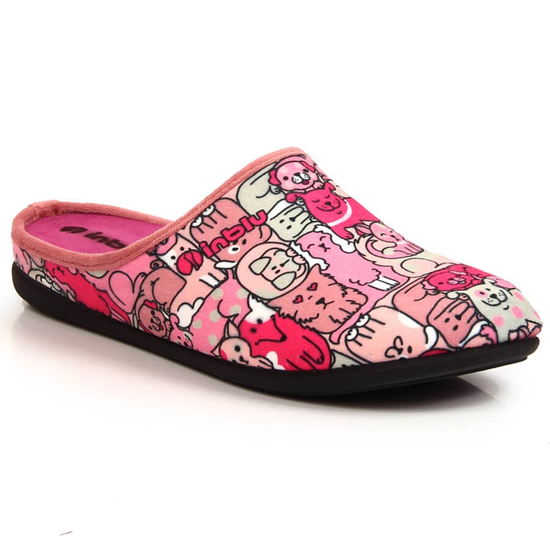 Bequeme Damenhausschuhe mit herausnehmbarem Einsatz, rosa Inblu grau