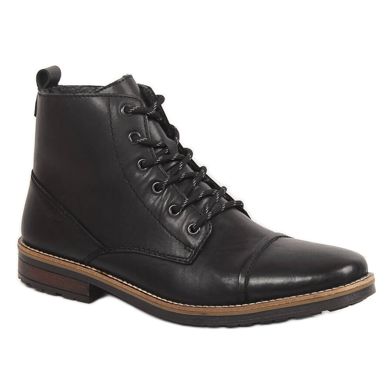 Schwarze Rieker 33205-00 isolierte Lederstiefel für Herren