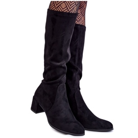 Sergio Leone Klassische schwarze Harpen-Wildlederstiefel