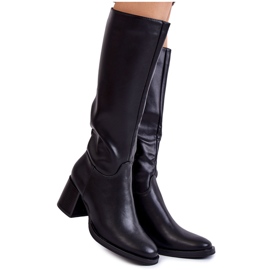 Sergio Leone Damen Lederstiefel mit Absatz Schwarz Bremo
