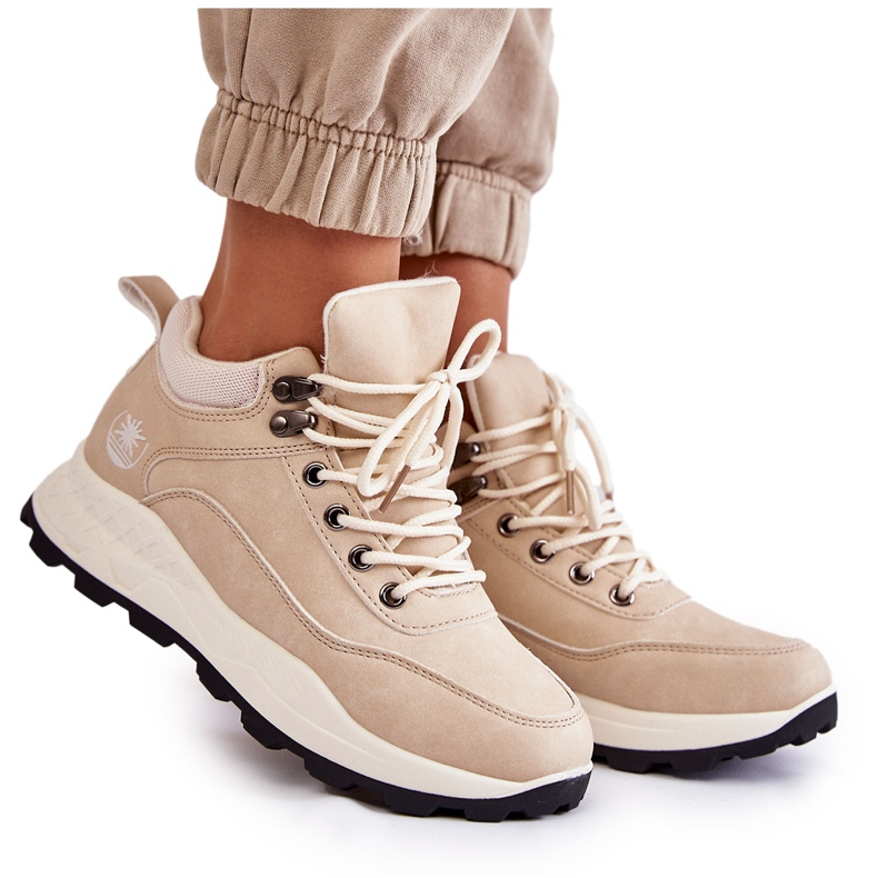 PA1 Warme Damen-Trekkingschuhe Trappers Hellbeige Otto