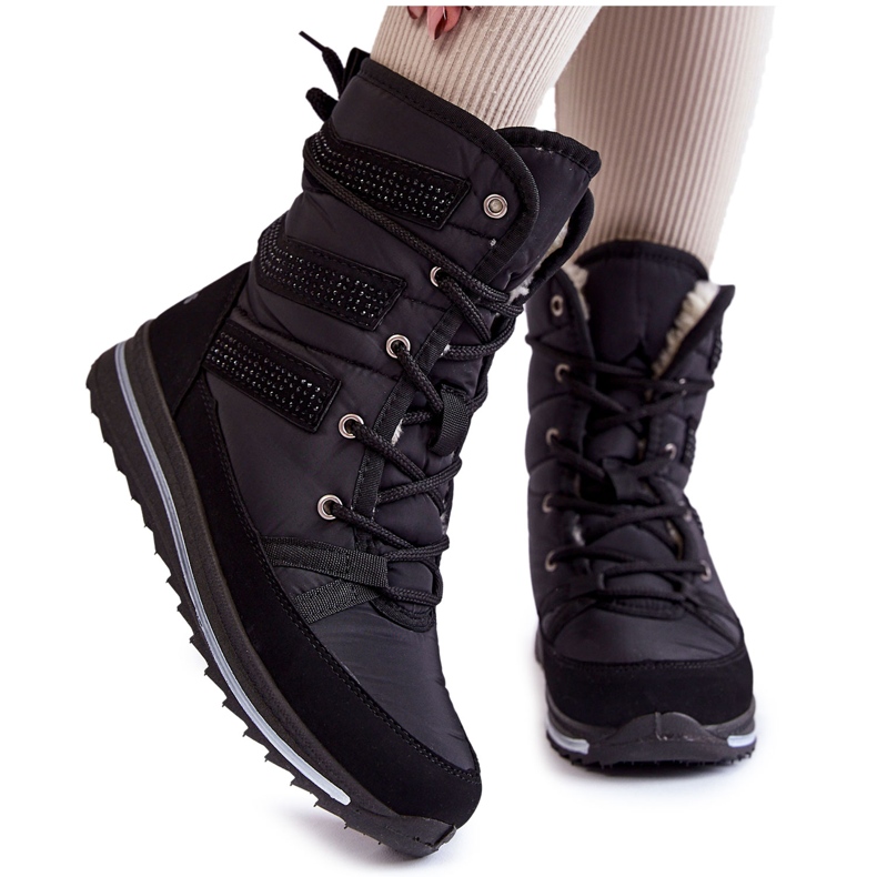 Schneestiefel zum Schnüren für Damen Progress PROGJ-22-134 Schwarz