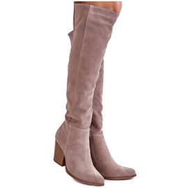 Lewski Shoes Overknee-Stiefel aus Wildleder für Damen Lewski 2833 Grau beige