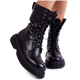 Damen Lederstiefel Schnürboots Black Passione schwarz