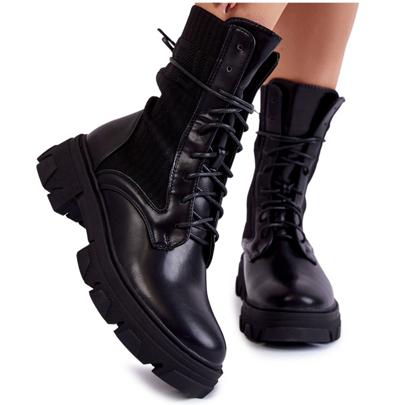 PA1 Damen-Schnürstiefel Workers Black Marlissa schwarz