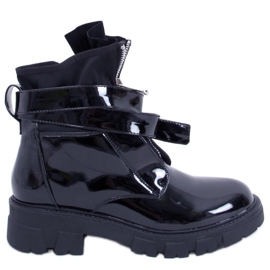 BM Fray Black flache lackierte Stiefel schwarz