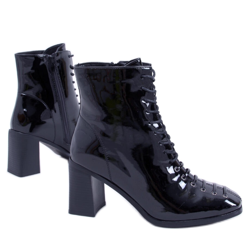 BM Stiefeletten mit hohem Absatz, Aubrey Black lackiert schwarz