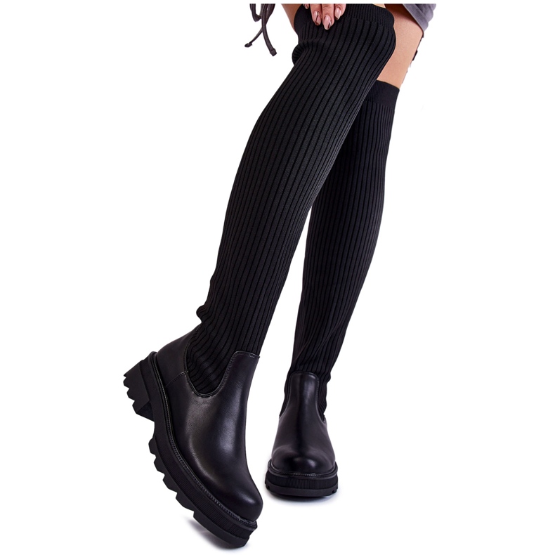 PA1 Damensocken Overknee-Stiefel Glorie Schwarz