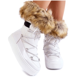 Weiße Shannon-Schnür-Schneestiefel für Damen