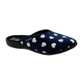Damenhausschuhe mit Herzen BIO Adanex 27939 marineblau silber