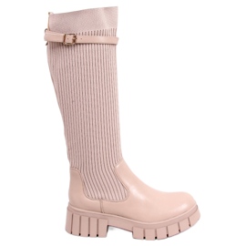 BM Reitstiefel mit flexiblem Blow Taupe-Obermaterial beige