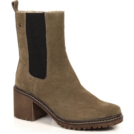 Damen-Wildlederstiefel auf einem Pfosten, warmes beige Filippo
