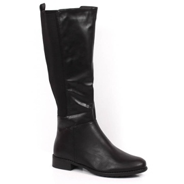 Schwarze warme Damenstiefel von Filippo mit elastischen Bändern
