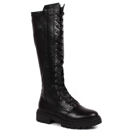 Damen-Schnürstiefel mit Reißverschluss, isoliert schwarz Jezzi