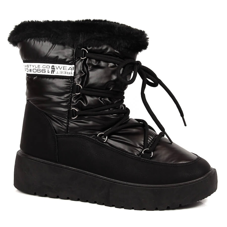 Schwarze, warme Damen-Schneestiefel von Filippo zum Schnüren