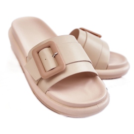 PA1 Damen Lederhausschuhe mit Schnalle Beige Devia