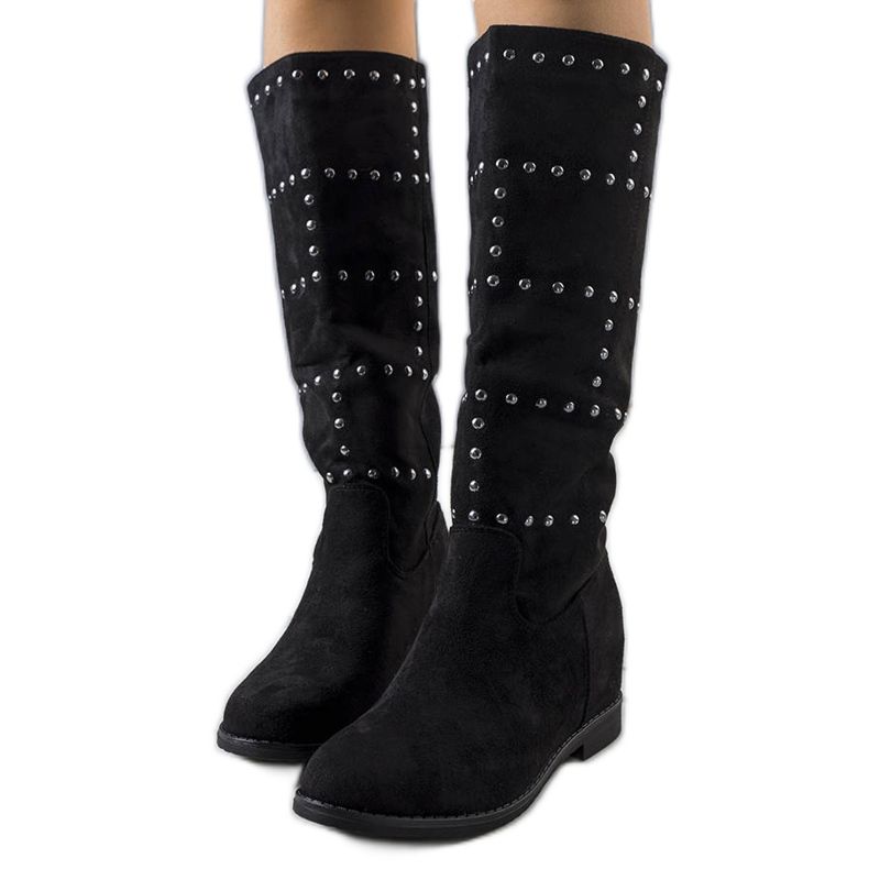 PA1 Schwarze Stiefel auf dem Keil Mercato