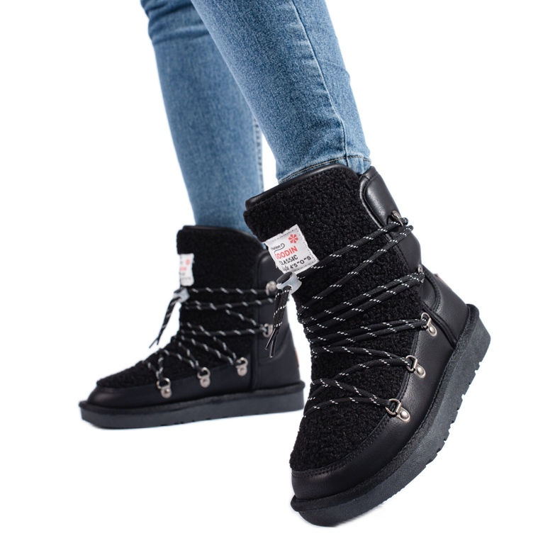 Warme schwarze shelovet Schneestiefel für Damen
