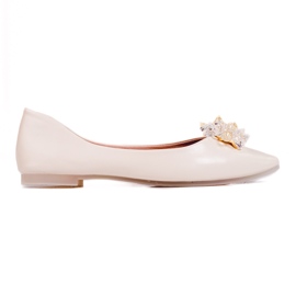 Ballerinas für Damen mit Shelovet-Kristallen beige