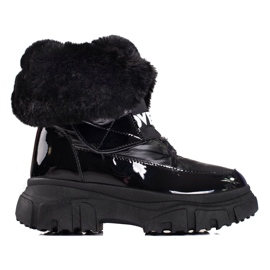 Damen-Schneestiefel mit Gummiband schwarz