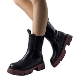 Evento Schwarze Stiefel mit violetter Kaydence-Sohle