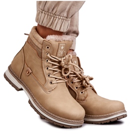 PE1 Warme Damenstiefel Trappers Dunkelbeige Liv