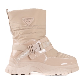 Shelovet-Schneestiefel für Damen mit Pelzisolierung beige