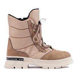Schneestiefel zum Schnüren für Damen beige