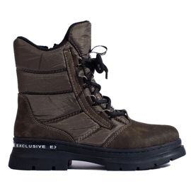 Schneestiefel zum Schnüren für Damen grün