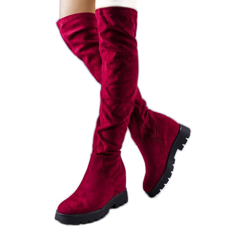BM Kastanienbraune Keilstiefel aus Wildleder Naomi rot