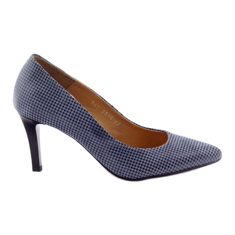 Espinto 542 karierte Pumps für Damen schwarz blau grau