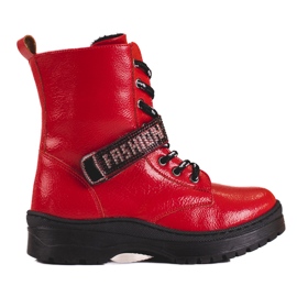 W. Potocki Potocki Mädchenstiefel mit Kristallen rot