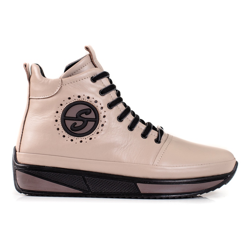 Damen-Sneaker auf der Shelovet-Plattform aus Naturleder beige