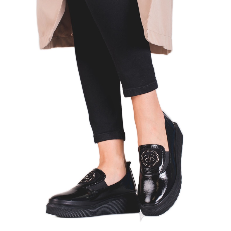 Shelovet Damenschuhe aus Leder schwarz