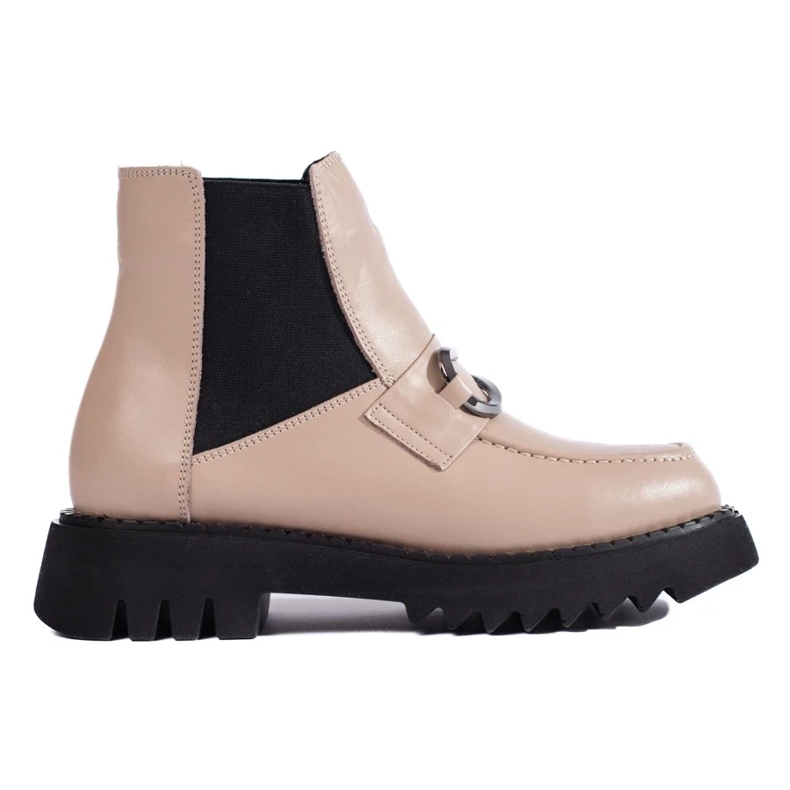 Plateaustiefel aus Leder für Damen beige