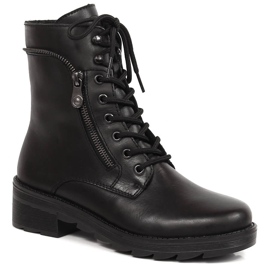 Bequeme schwarze isolierte Damenstiefel aus Leder Rieker X0500-00