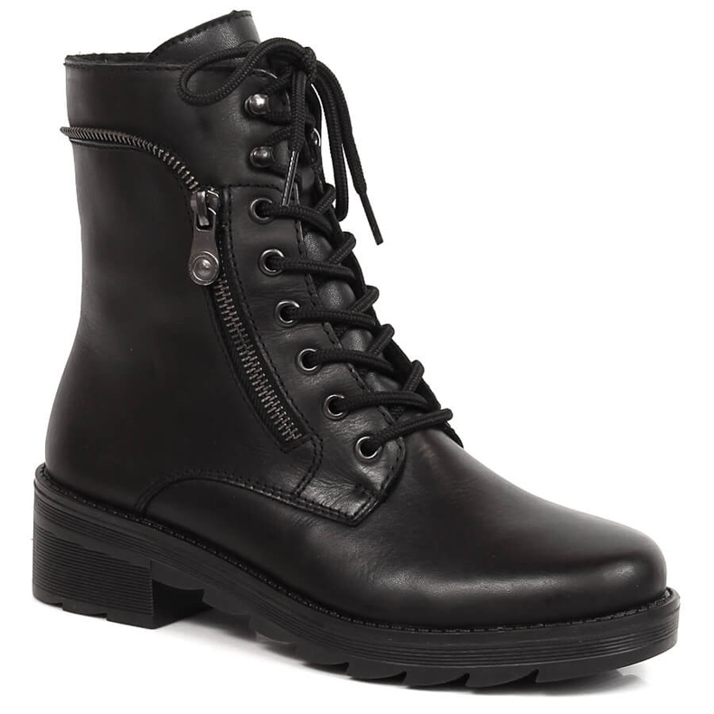 Bequeme schwarze isolierte Damenstiefel aus Leder Rieker X0500-00