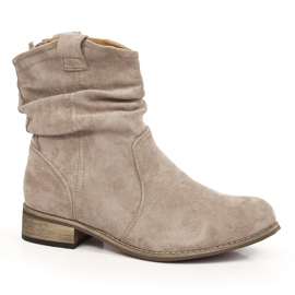 Damen Wildleder, warme Cowboystiefel, beige Jezzi