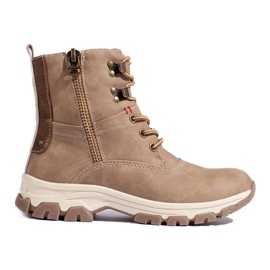 Damen-Schnürstiefel mit dekorativem Reißverschluss braun