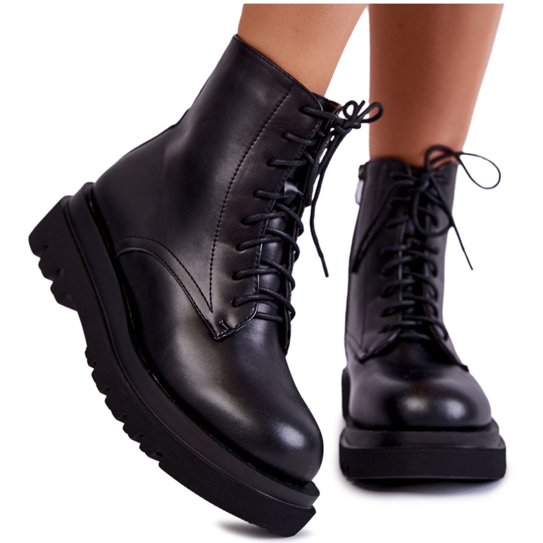 PS1 Schwarze warme Damenstiefel von Leroy mit Reißverschluss