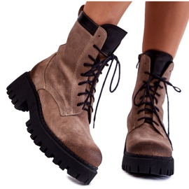 PL5 Klassische warme Stiefel aus Wildleder Braun Caima beige