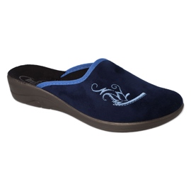 Befado Damen -Hausschuhe PU 552D016 Marineblau mit Stickerei