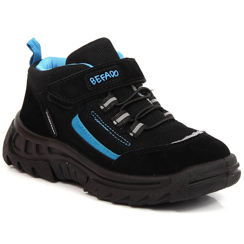 Wasserdichte hohe Trekkingschuhe für Kinder schwarz Befado 515X002 schwarz blau