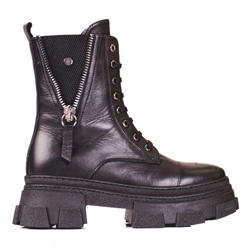 Damen-Ledertaschen mit dekorativem Shelovet-Reißverschluss schwarz