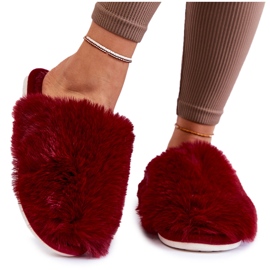 BM Kastanienbraune Sheryl-Pelzhausschuhe für Damen rot