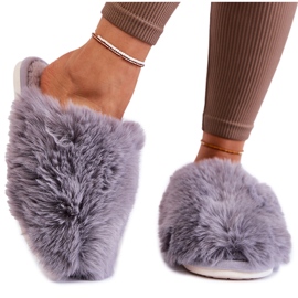 BM Graue Sheryl-Pelzhausschuhe für Damen